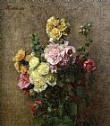 Hollyhocks without Vase by Henri Fantin-Latour